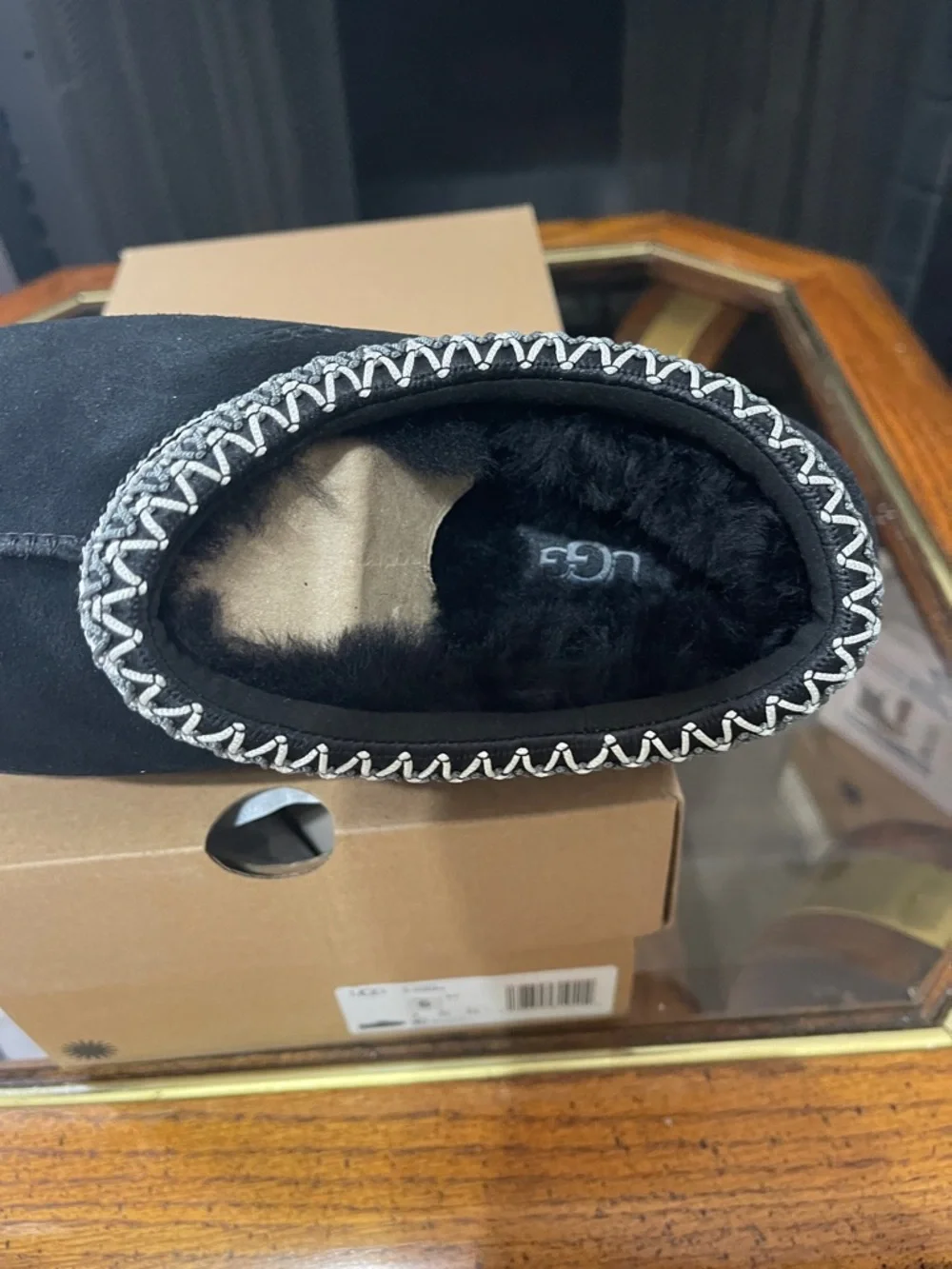 UGG Black Suede Braided-Trim Slip-On Clog - Picture 6 of 8